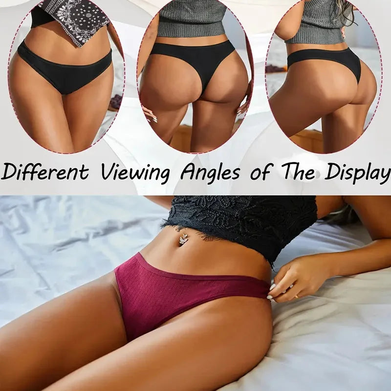 6 pièces/ensemble femmes coton tongs culottes femme côtelé taille basse string dames Sexy Bikini 7 couleur unie fille doux S-XL intimes