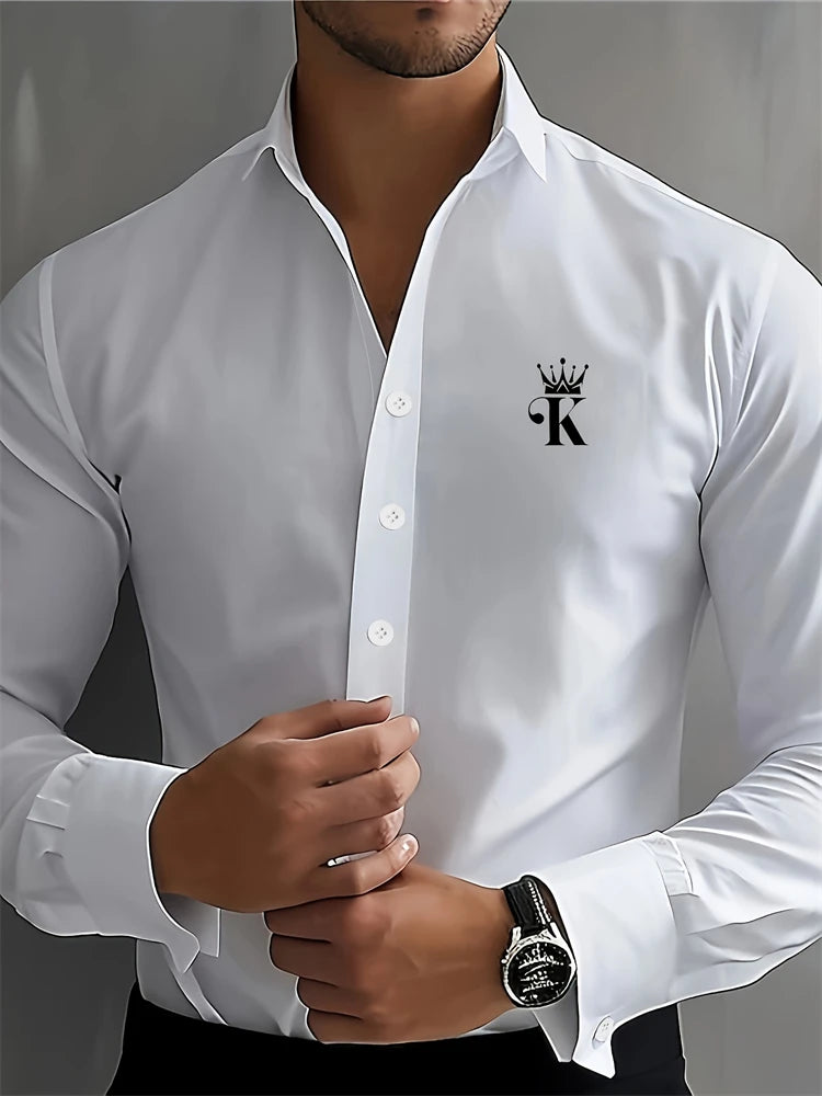 Chemise professionnelle à manches longues pour hommes, revers, boutons de tempérament, vêtements décontractés confortables, document solide, nouvelle mode, printemps