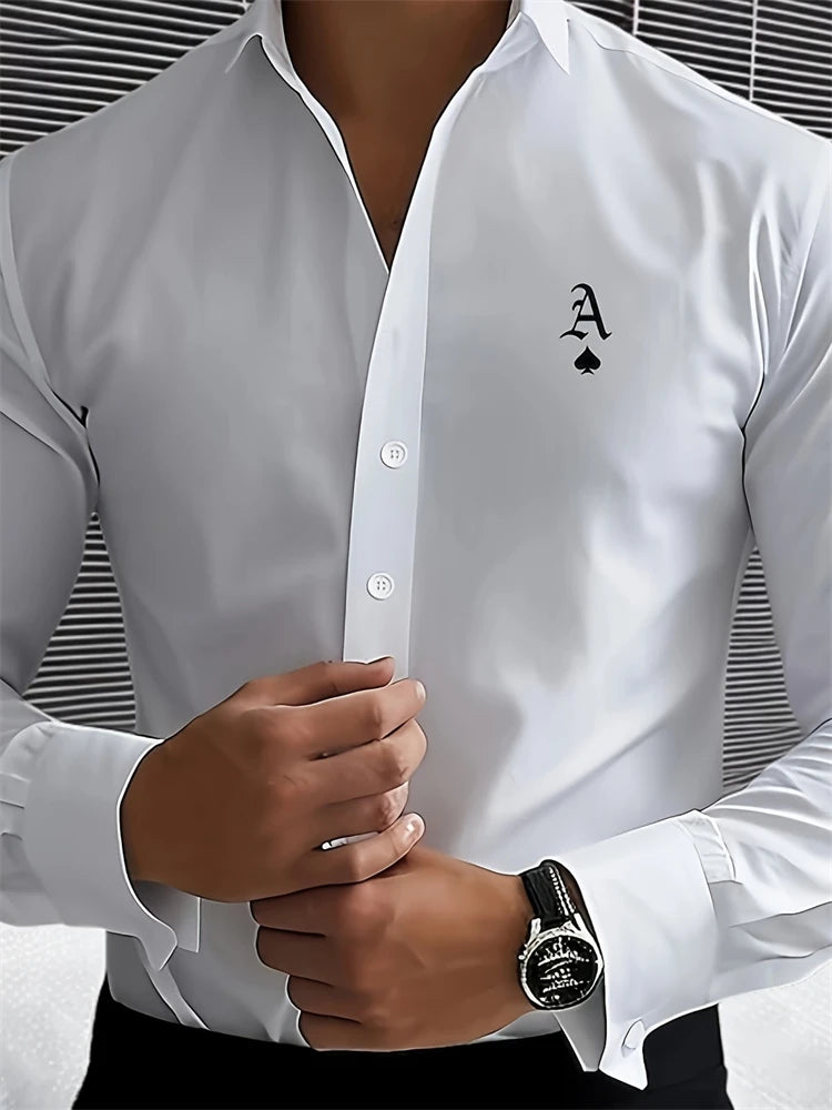 Chemise professionnelle à manches longues pour hommes, revers, boutons de tempérament, vêtements décontractés confortables, document solide, nouvelle mode, printemps