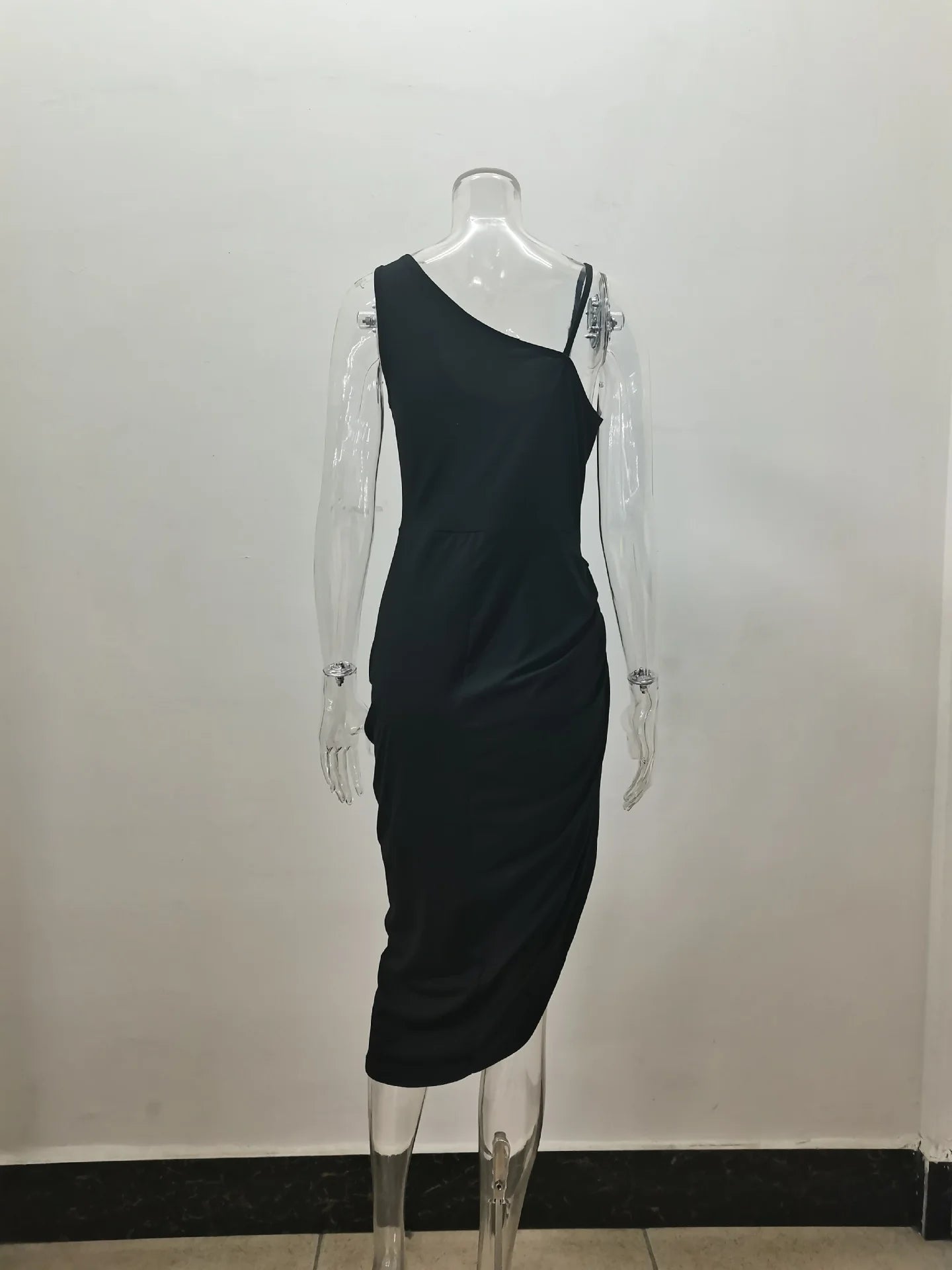 AliExpress – robe de soirée froncée à une épaule pour femmes, couleur unie, sexy, fendue, transfrontalière européenne et américaine, 2024