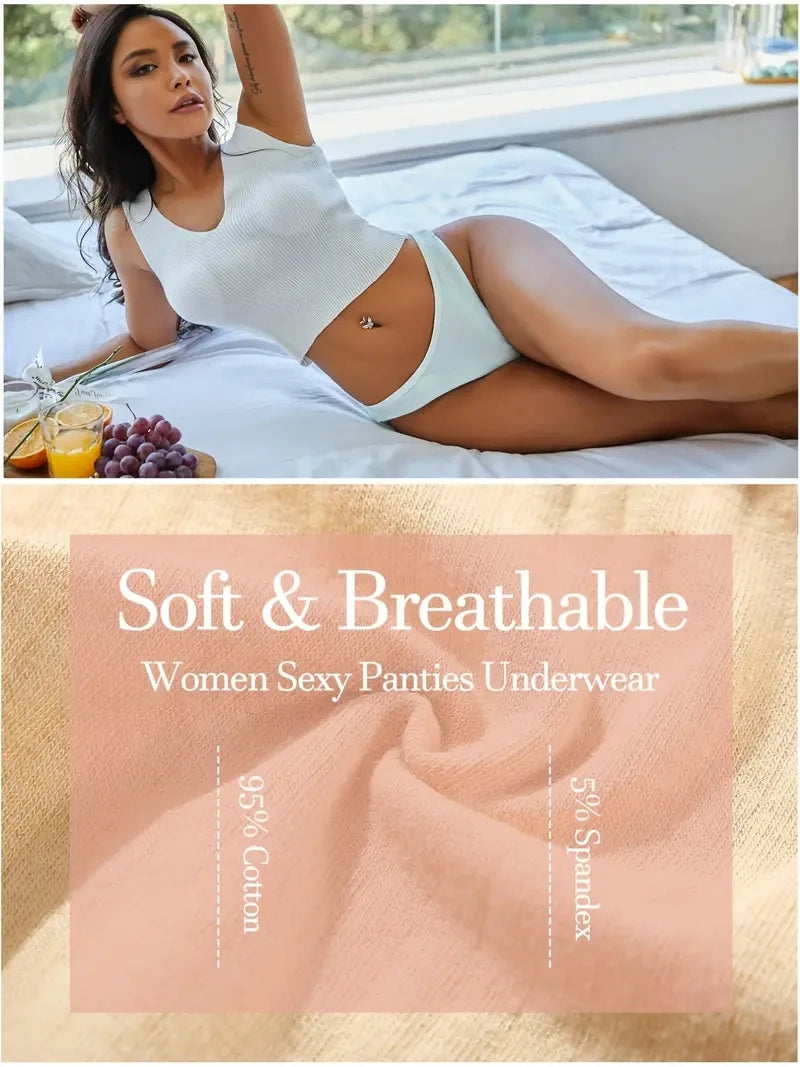 6 pièces/ensemble femmes coton tongs culottes femme côtelé taille basse string dames Sexy Bikini 7 couleur unie fille doux S-XL intimes