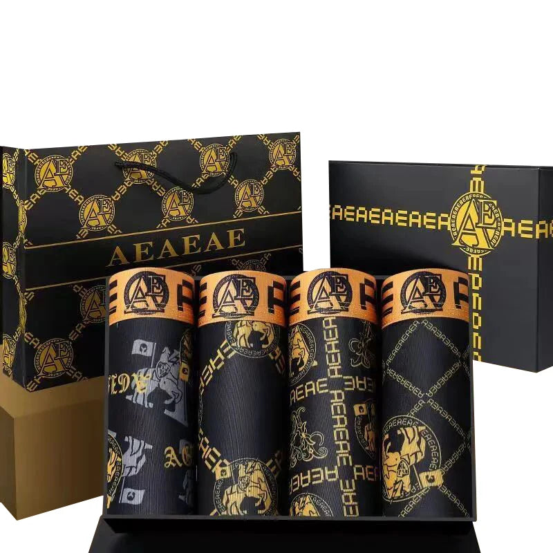 4 pièces/ensemble sous-vêtements pour hommes Boxer Sexy antibactérien respirant imprimé hommes Boxer Shorts nouveau Style garçons mince coin plat culotte