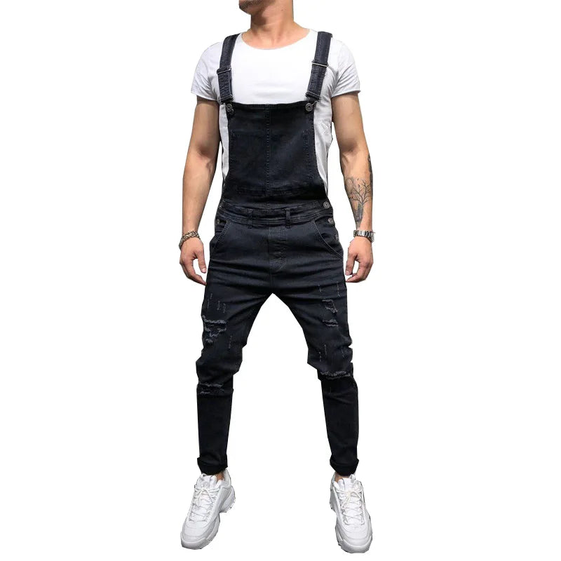 Salopette en jean déchiré pour homme, salopette en jean pour homme, salopette à bretelles, pantalon taille S-XXXL, mode Hi Street DistMurcia