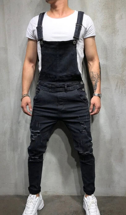 Salopette en jean déchiré pour homme, salopette en jean pour homme, salopette à bretelles, pantalon taille S-XXXL, mode Hi Street DistMurcia