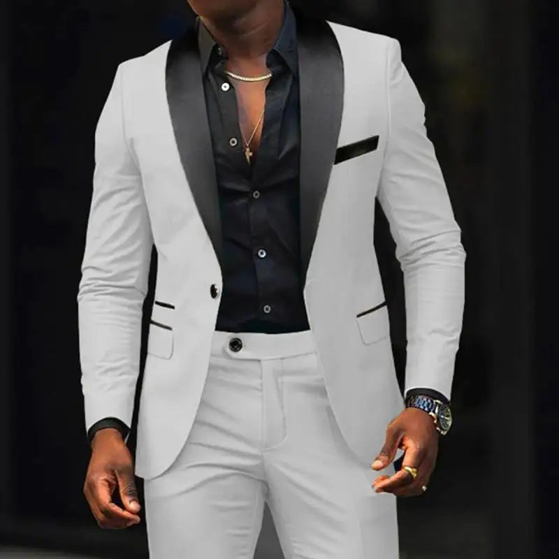 Veste et pantalon décontractés à deux pièces pour hommes, veste slim, confortable et respirante, fendue sur le côté, bouton unique, nouvelle mode d'affaires