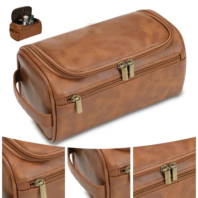 Trousse de toilette en cuir pour hommes et femmes, Kit Dopp, trousse de toilette suspendue pour hommes, trousse de toilette de voyage pour voyager, grand sac à cosmétiques pour T