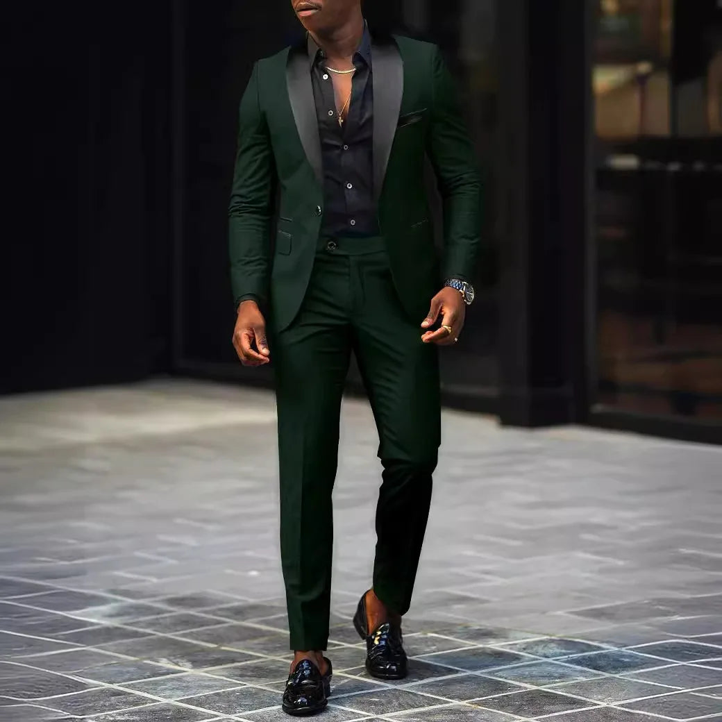 Veste et pantalon décontractés à deux pièces pour hommes, veste slim, confortable et respirante, fendue sur le côté, bouton unique, nouvelle mode d'affaires