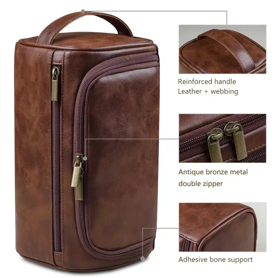 Trousse de toilette en cuir pour hommes et femmes, Kit Dopp, trousse de toilette suspendue pour hommes, trousse de toilette de voyage pour voyager, grand sac à cosmétiques pour T