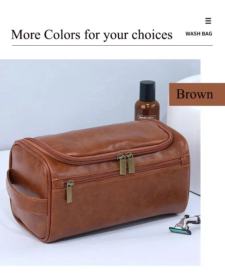 Trousse de toilette en cuir pour hommes et femmes, Kit Dopp, trousse de toilette suspendue pour hommes, trousse de toilette de voyage pour voyager, grand sac à cosmétiques pour T