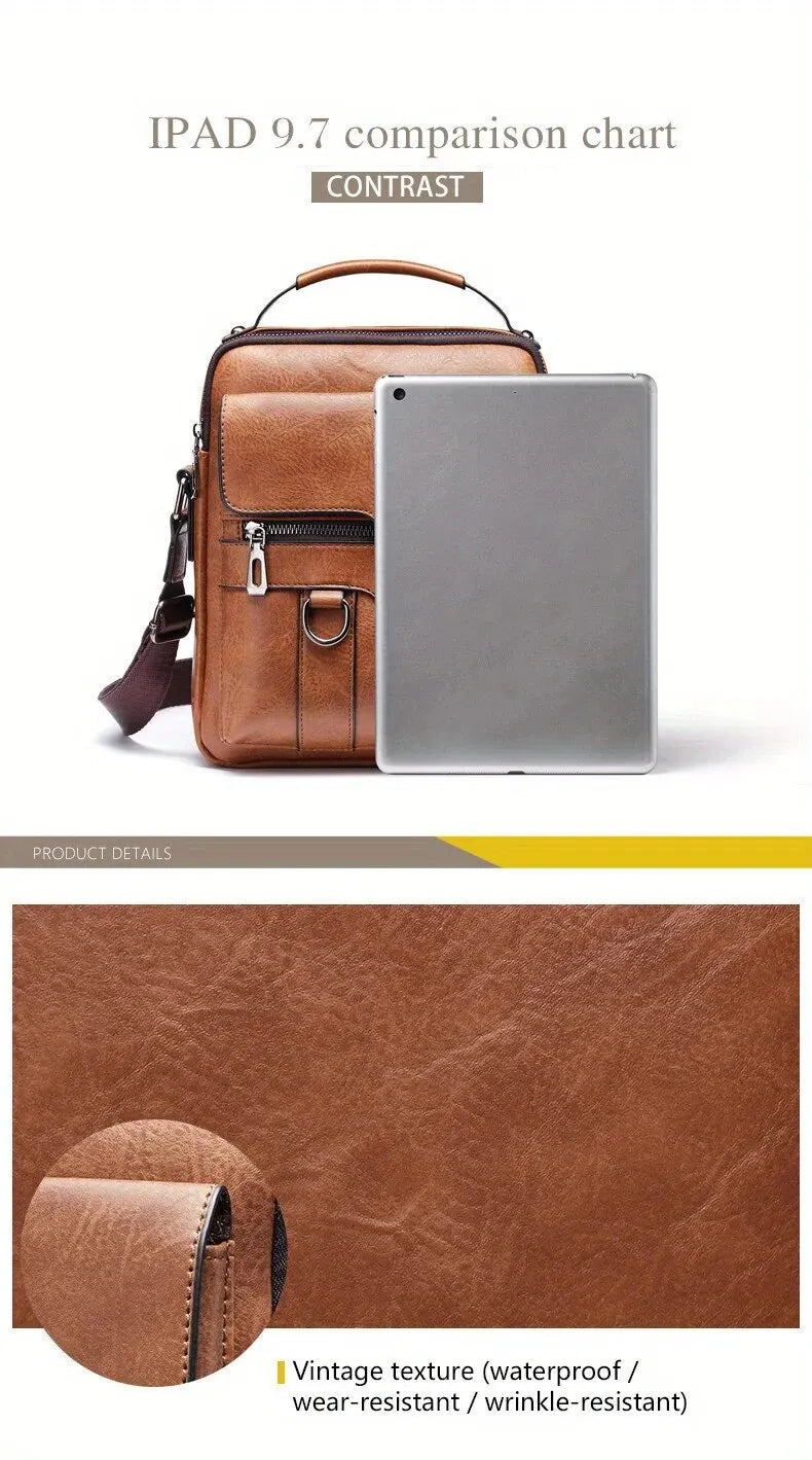 Marque hommes sac à bandoulière pour 9.7 "iPad hommes rabat en cuir PU hommes sacs à bandoulière rabat d'affaires mâle solide sac de messager sac de voyage