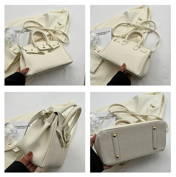 Pochette parisienne Chic de couleur unie, sac à main à bandoulière tendance pour femmes, acheteur élégant en cuir avec Logo de lettre de créateur