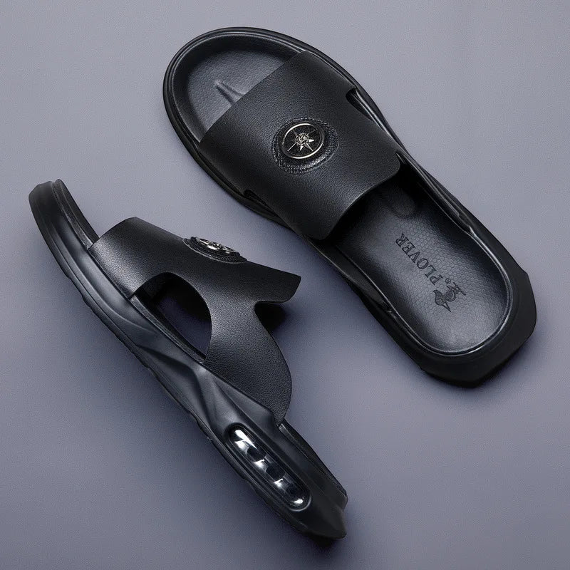 Luxury Men's Genuine Leather Sandals Classic Roman Men Shoes Slippers Soft Comfortable