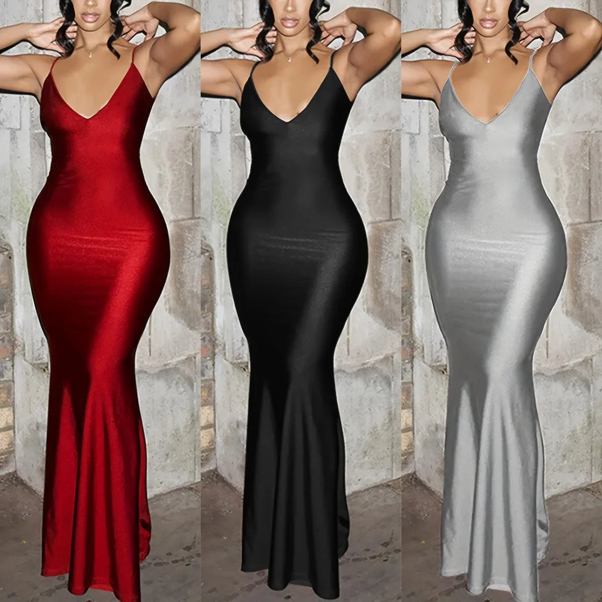 Robe Maxi rouge à bretelles Spaghetti pour femmes, Sexy, sans manches, dos nu, froncée, Slim, tenue de soirée, Clubwear, été, 2024