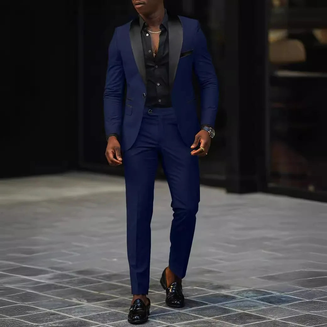 Veste et pantalon décontractés à deux pièces pour hommes, veste slim, confortable et respirante, fendue sur le côté, bouton unique, nouvelle mode d'affaires