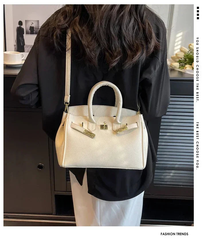 Pochette parisienne Chic de couleur unie, sac à main à bandoulière tendance pour femmes, acheteur élégant en cuir avec Logo de lettre de créateur