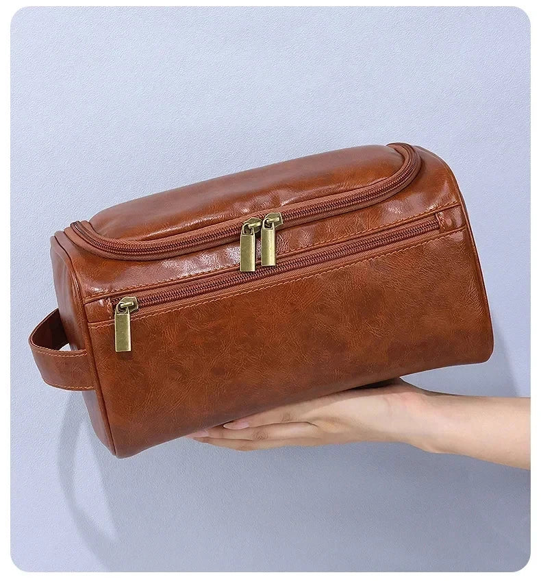 Trousse de toilette en cuir pour hommes et femmes, Kit Dopp, trousse de toilette suspendue pour hommes, trousse de toilette de voyage pour voyager, grand sac à cosmétiques pour T