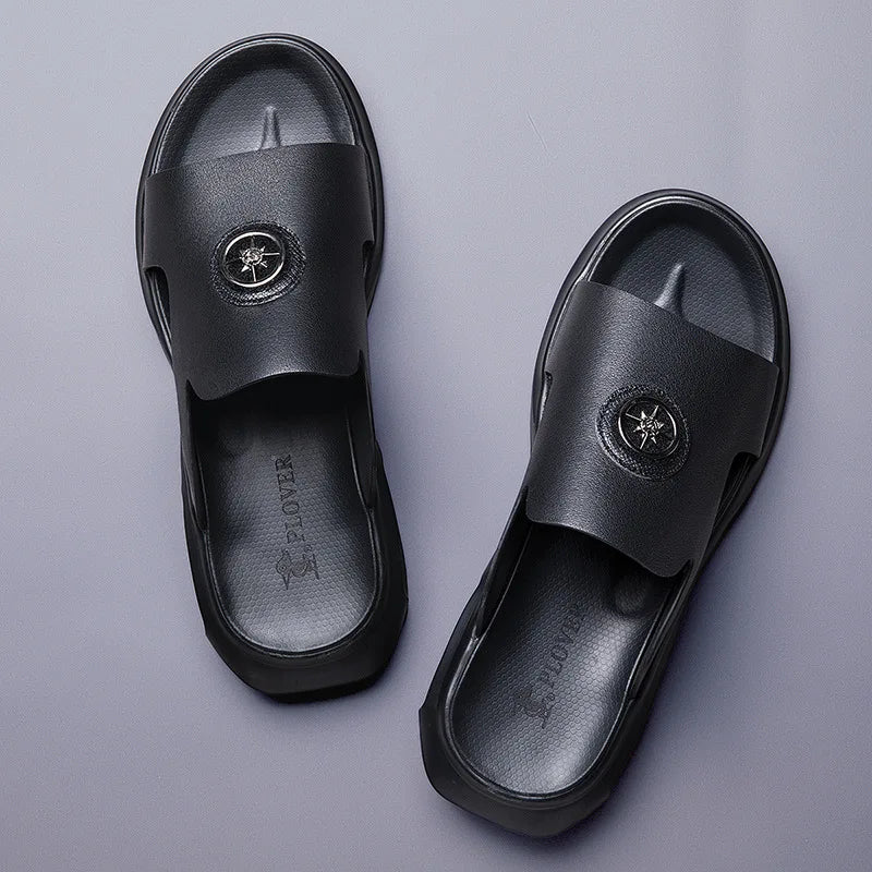Luxury Men's Genuine Leather Sandals Classic Roman Men Shoes Slippers Soft Comfortable