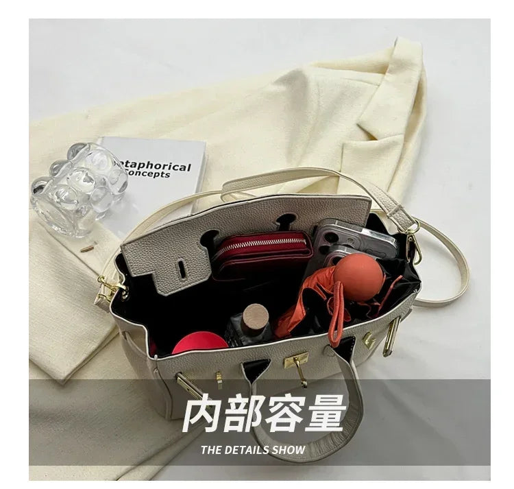 Pochette parisienne Chic de couleur unie, sac à main à bandoulière tendance pour femmes, acheteur élégant en cuir avec Logo de lettre de créateur