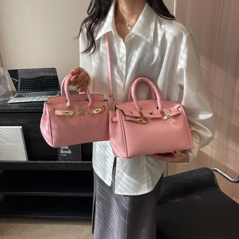 Pochette parisienne Chic de couleur unie, sac à main à bandoulière tendance pour femmes, acheteur élégant en cuir avec Logo de lettre de créateur