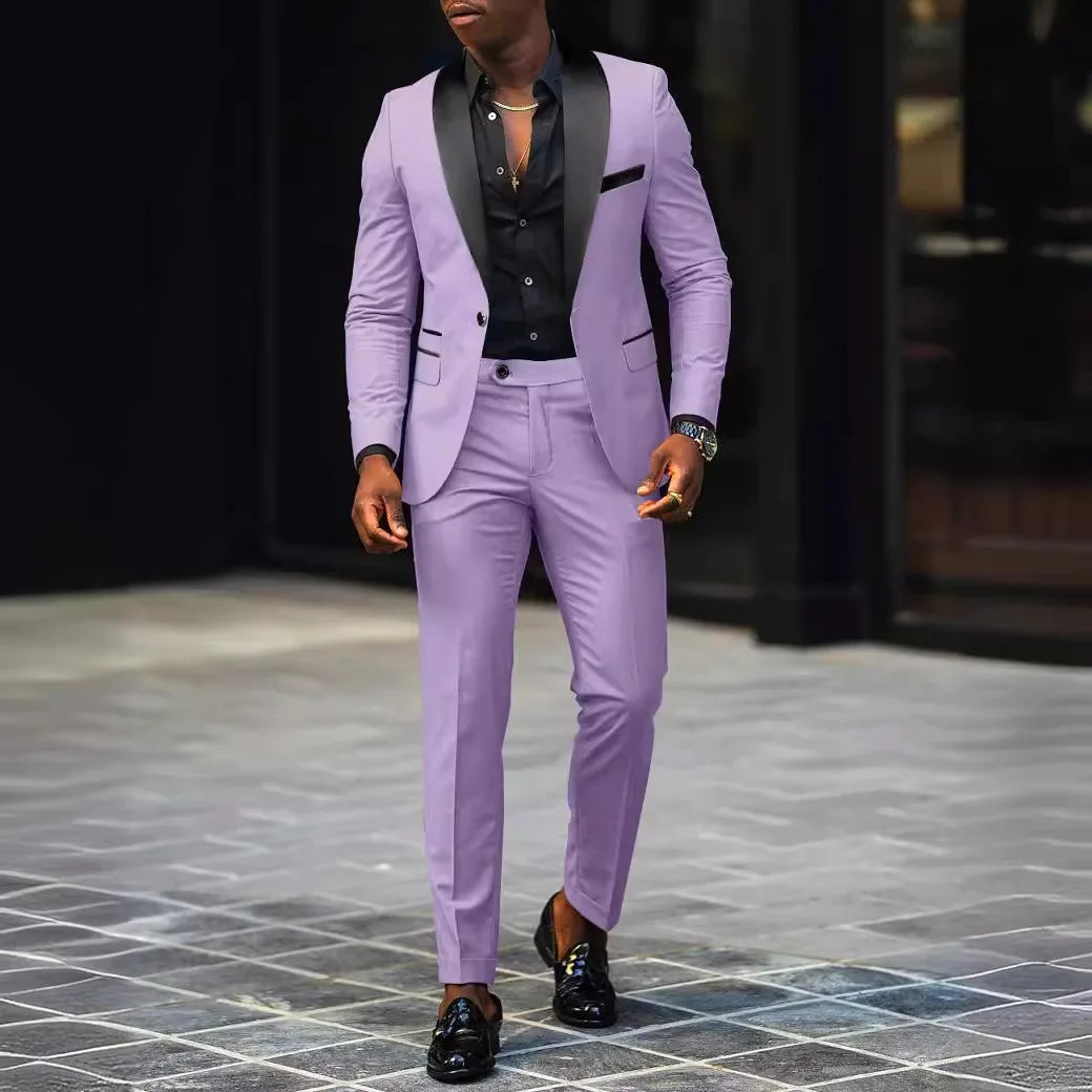 Veste et pantalon décontractés à deux pièces pour hommes, veste slim, confortable et respirante, fendue sur le côté, bouton unique, nouvelle mode d'affaires